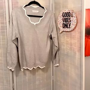 MISSLOOK Sweater Grey with White Edging - Medium